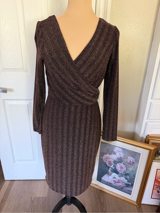 Signature by Sangria Dresses & Skirts - Metalic glitter rose gold stripe body con dress